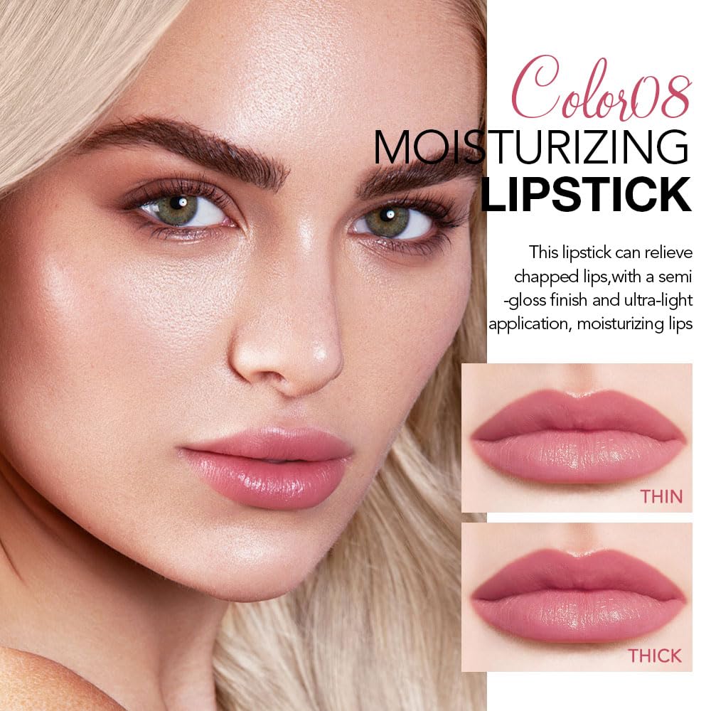 2Pcs Tinted Lip Balm Moisturizing Lipstick – Waterproof Hydrating Matte Lip Balm for Women, Creamy Natural Color Stain for Dry Lips, Soft Matte Finish (#5 Deep Cherry Brown & #08 Alluring Pink)