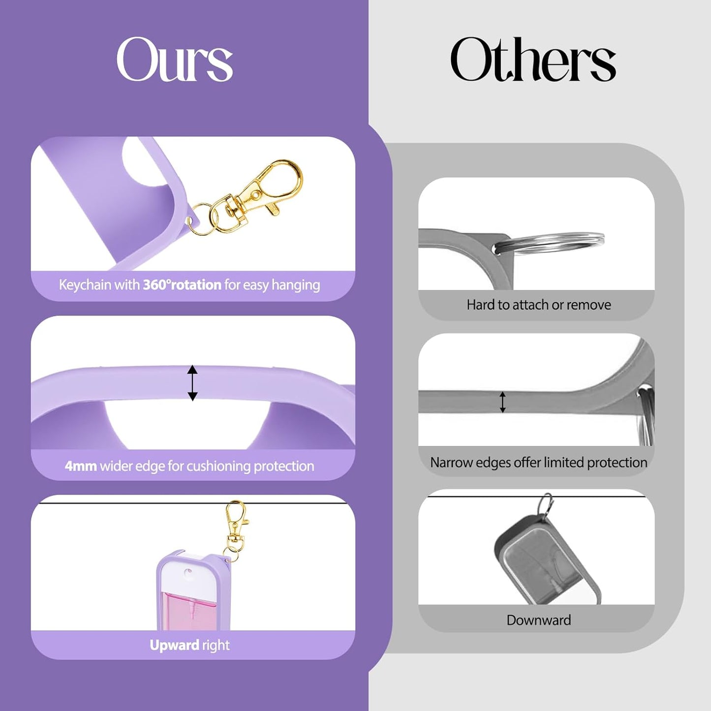 VANEST Silicone Case Compatible with Touchland Hand Sanitizer Spray, Protective Case with Keychain for Spray 1 fl oz