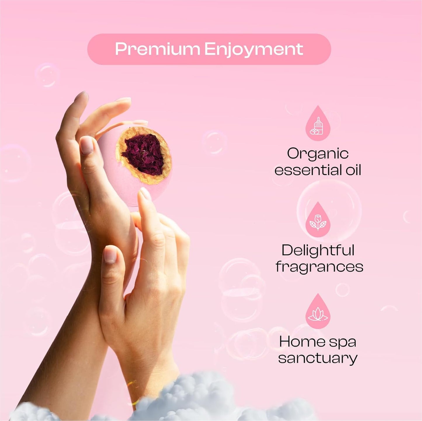 Bath Bombs for Women, Gift Set of 6 Fizzies Luxury Large Size with Real Flowers and Natural Organic Essential Oil, Self Care Gifts for Women, Mon, Daughter, Girlfriend, Kids,Pack of 6 (Rose)