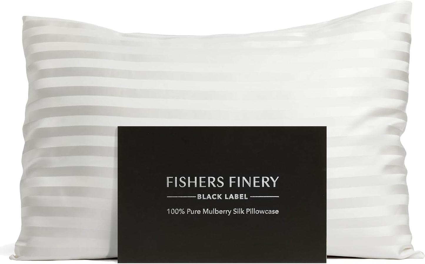 Fishers Finery 30mm 100% Pure Mulberry Silk Pillowcase, Quality Tested (White Stripe, Standard)
