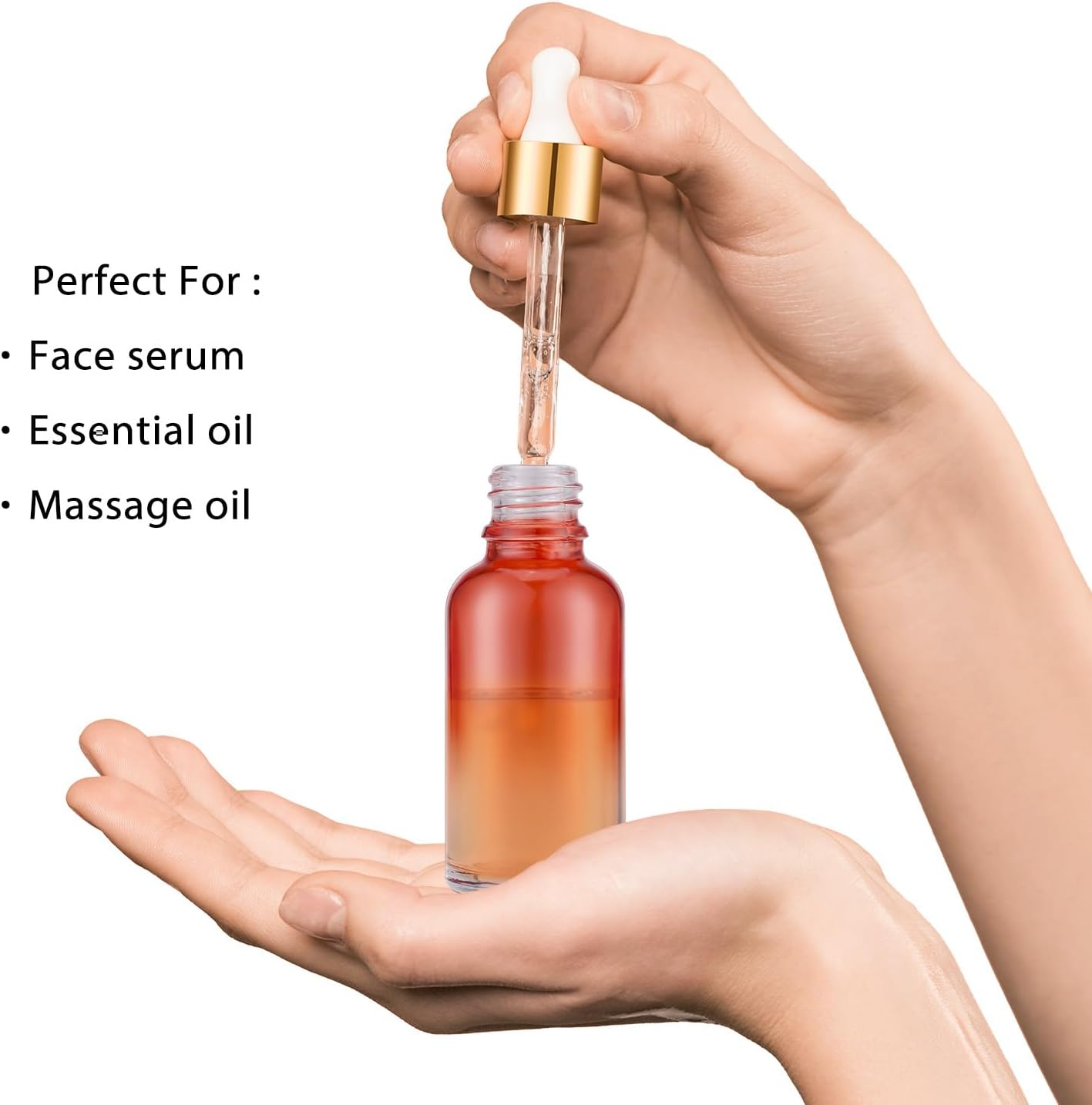 Bumobum 2 oz Dropper Bottle, Glass Eye Dropper Bottles with Golden Top Cap for Essential Oils, 24 Pack Tincture Bottle with Labels and Funnel