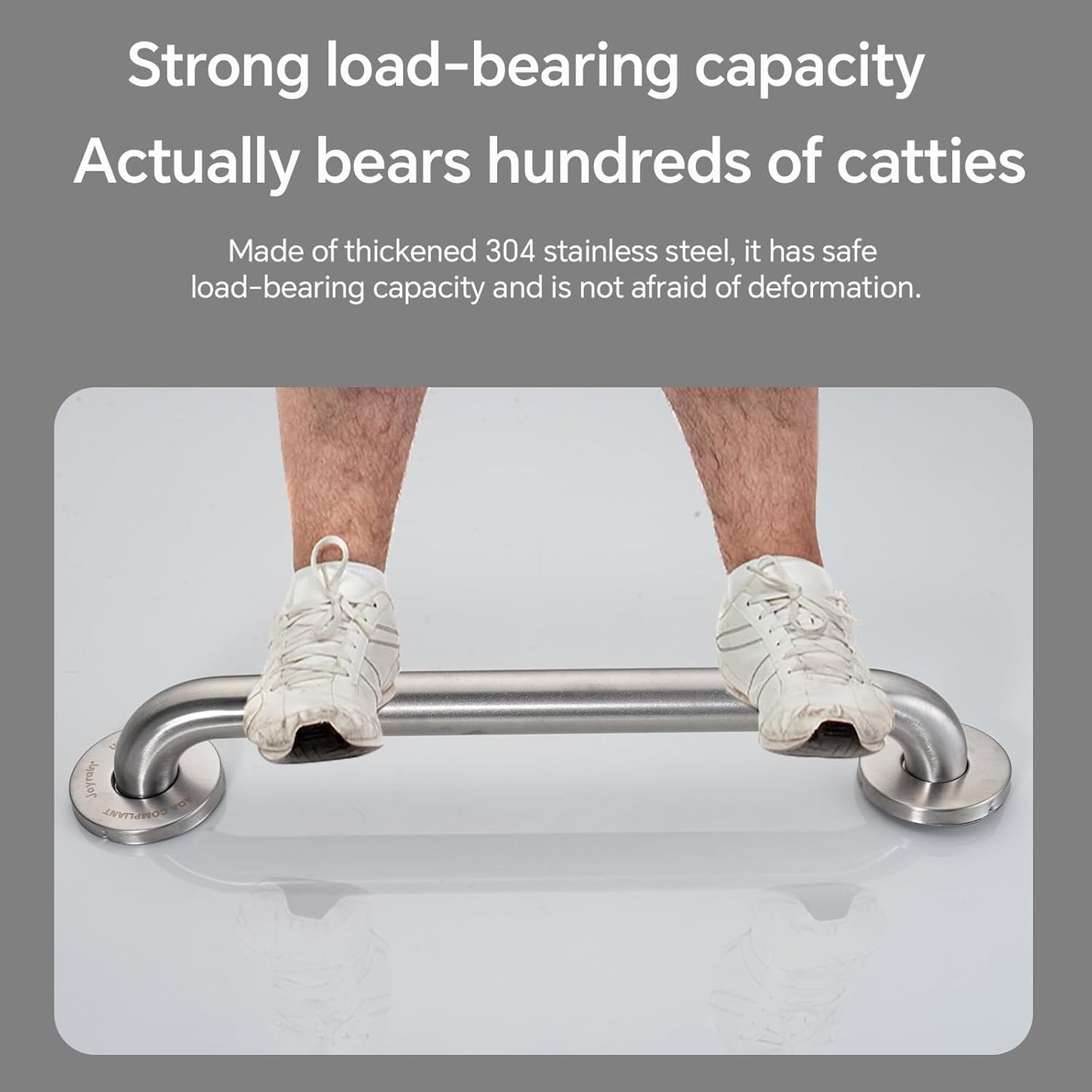 Joyrain 16-inch Bathroom Safety Grab Bar - 500lb Weight Capacity ADA Certified Anti-Slip Handle for Shower/Tub/Toilet, Elderly & Disabled Assist (Peened, 24 inch)