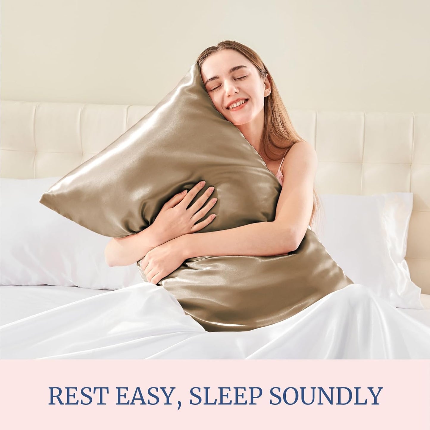 BEDELITE Satin Pillowcase for Hair and Skin, Super Soft and Cooling Similar to Silk Pillow Cases 2 Pack with Envelope Closure, Gift for Women Men(20"x30" Queen Size, Tawny Brown)