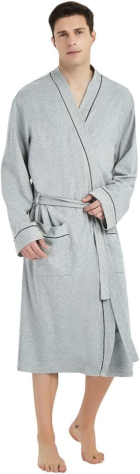 U2SKIIN Mens 100% Cotton Robe Lightweight Knit Bathrobe