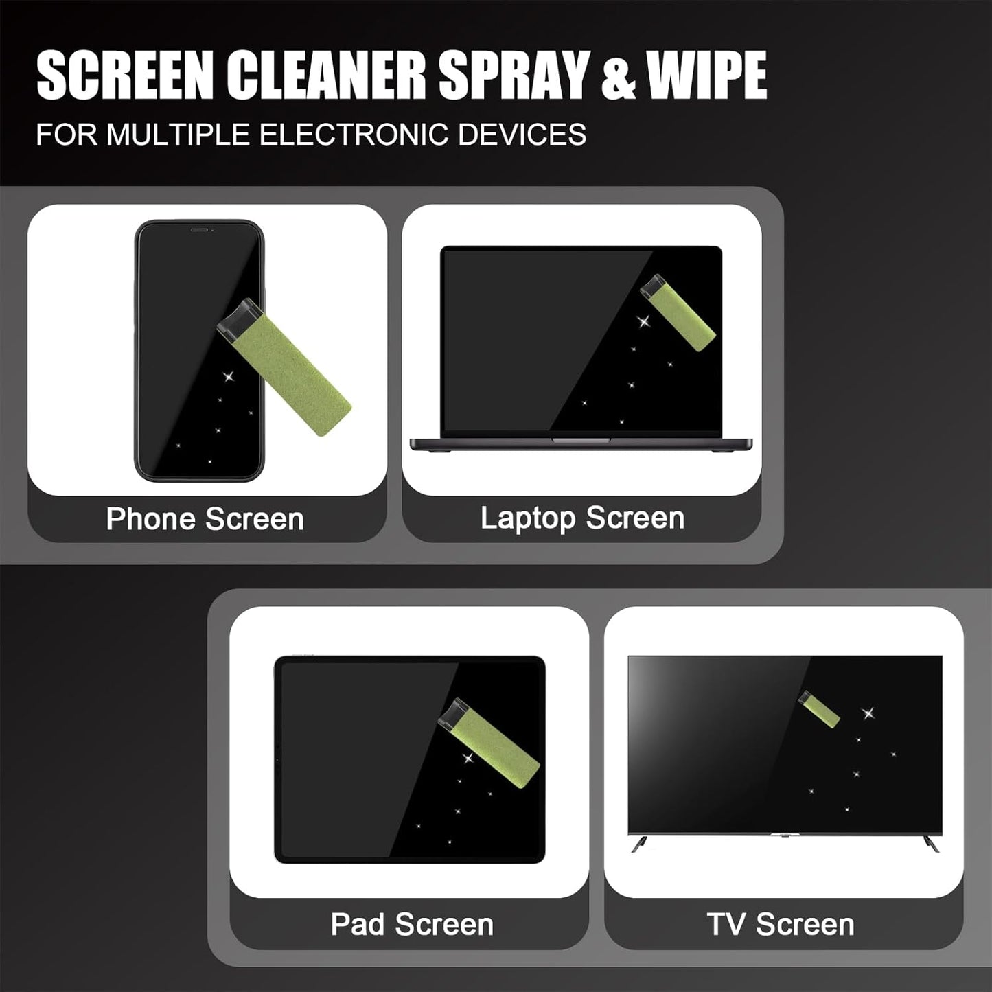 walrfid Car Screen Cleaner Spray and Wipe Cleaning Kit for Electronic iPad, iPhone, Phone, MacBook, TV, Monitor, Tablet Display, with Graffiti Case