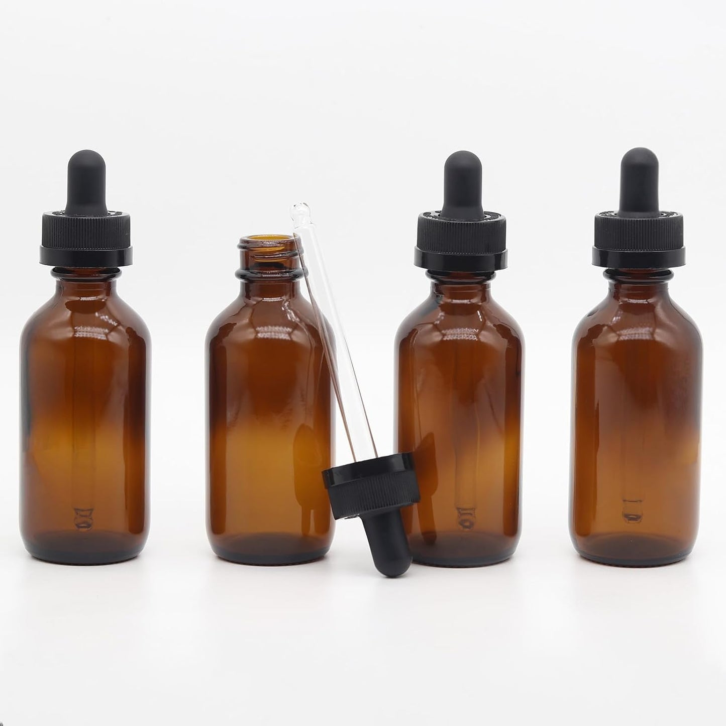 4 pack,amber glass dropper bottles 2 oz,60 ml dark empty tincture bottles with dropper,alcohol,hair oil bottle,perfume,essentia,small,eye,droppers for oils,medicine,pipette,drip drop,travel