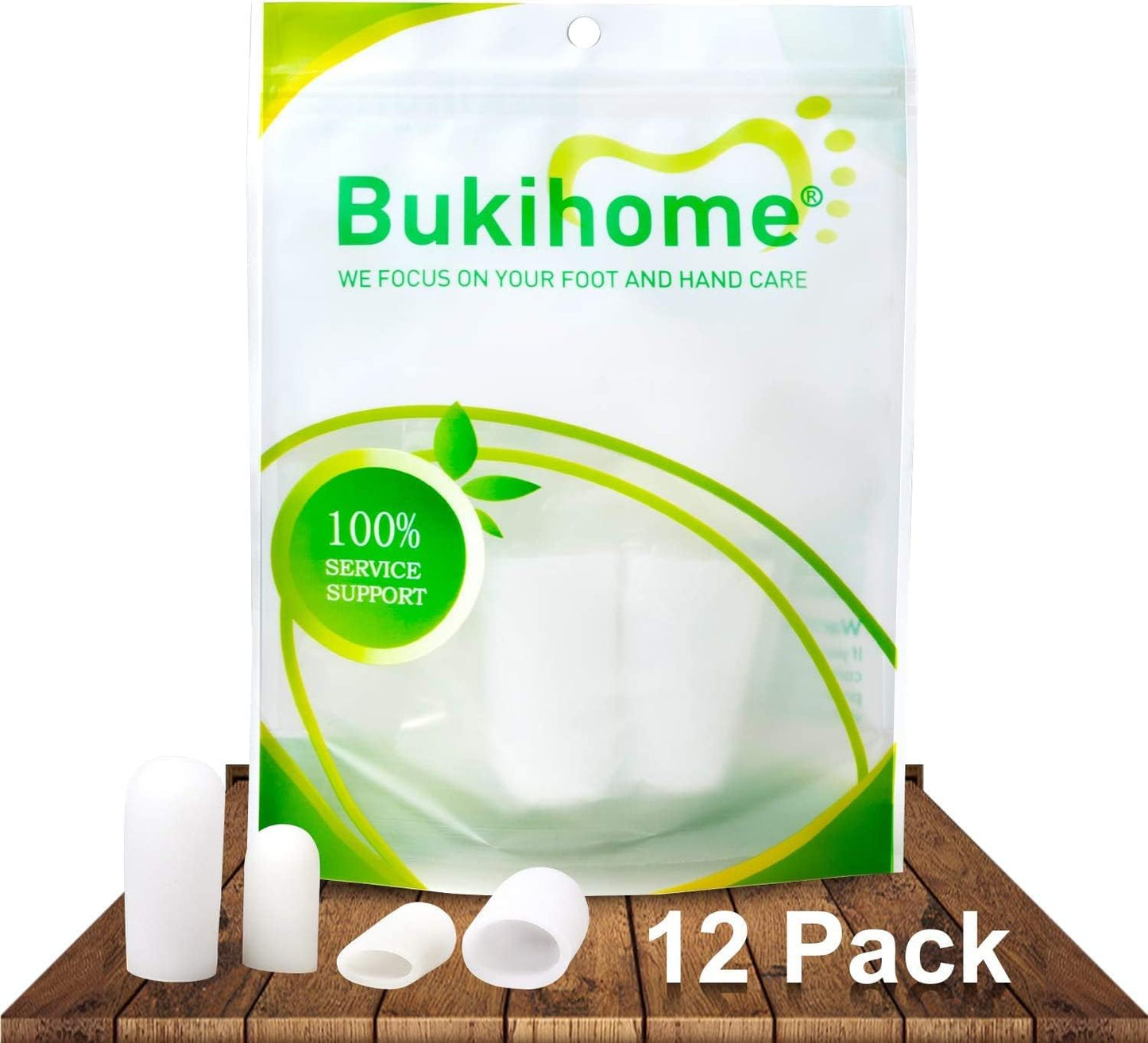 Bukihome 12 PCS Toe Protectors, Silicone Toe Caps to Cushion Toe Blister, Corn, Callus, Hammer Toes,Great for Running, Walking, Stop Toe Pain (White,Multi-Size)