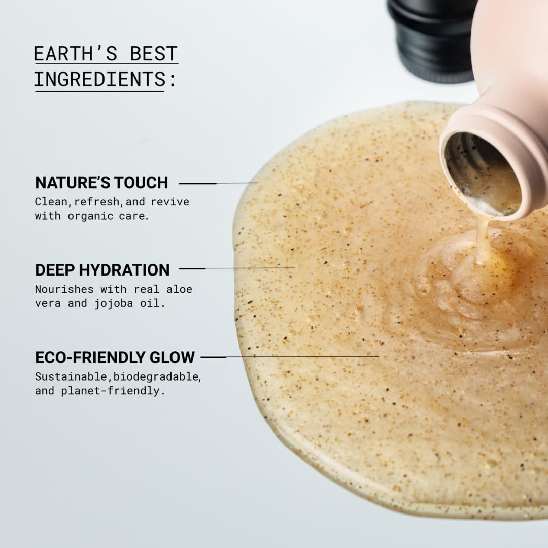 All Natural Body Scrub 10oz - Body Exfoliator with Walnut Shells and Orange Peel - Nourishing Cleanser & Body Scrub - Clean Beauty - Vegan Body Care - Organic Loofa Included