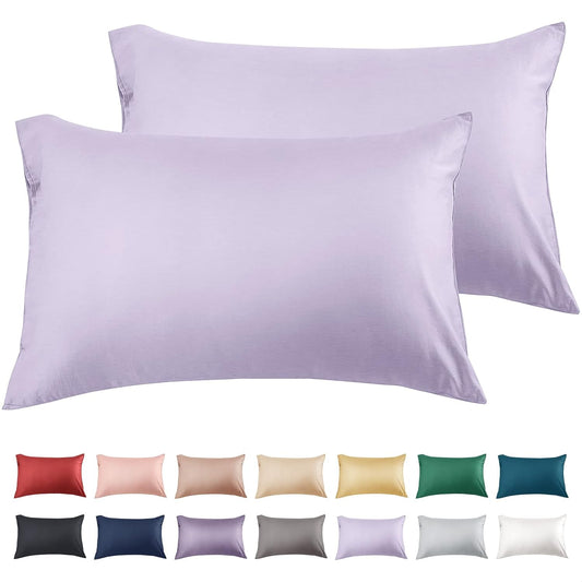 Warmstar Cotton Pillow Cases Standard Size Set of 2, 600 Thread Count Pillowcases 20x26 Inches, Soft Long Staple Cotton Pillowcases Breathable with Envelope Closure,Lavender