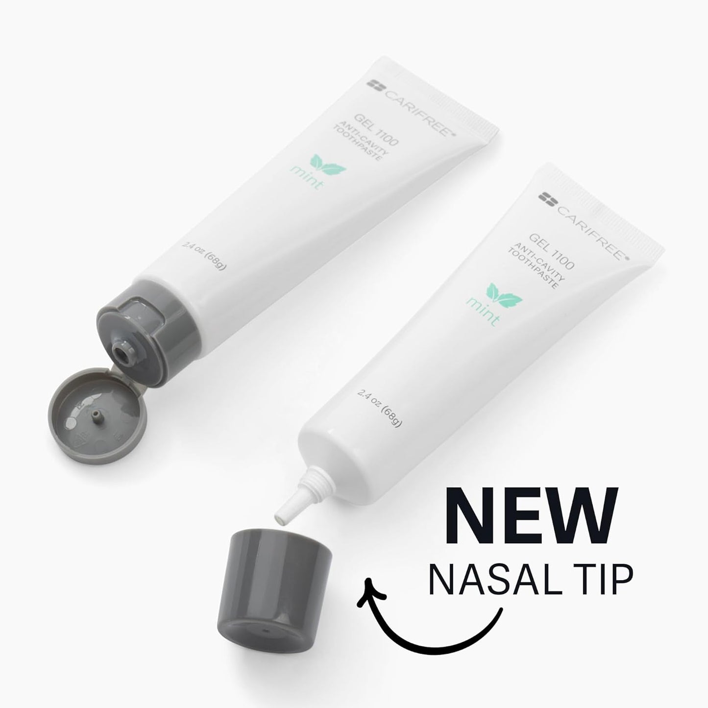 CariFree Gel 1100 (Mint) Anti-Cavity Fluoride Toothpaste with Nano Hydroxyapatite, Cavity Prevention and Enamel Protection, Dentist Recommended for Kids and Adults, 2.40 oz.(Pack of 2) Mint