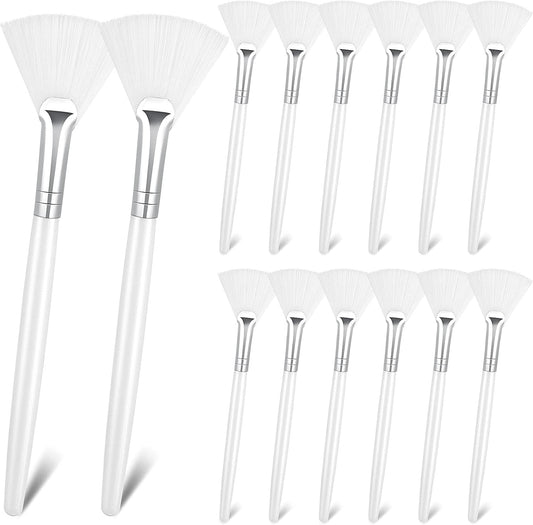Patelai 14 Pieces Fan Brushes Applicator, Mask Brushes for Facial Makeup Tools for Face Cosmetic(White)