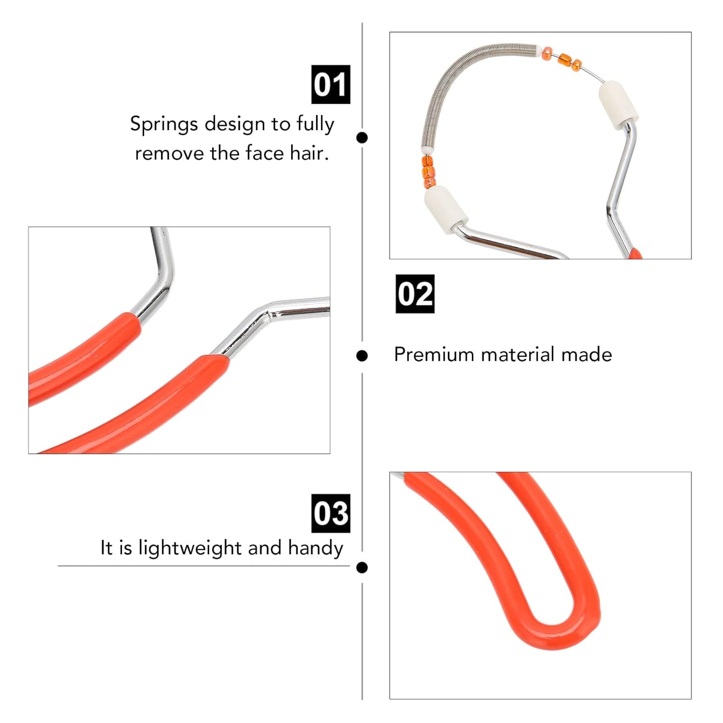 3pcs Spring Hair Remover, Manual Handheld Epilator Eyebrow Face Threading Tool Removing Women Lip Chin Cheeks Neck Removal Threading Hair Removal Spring Remover for Face Manual Epilator