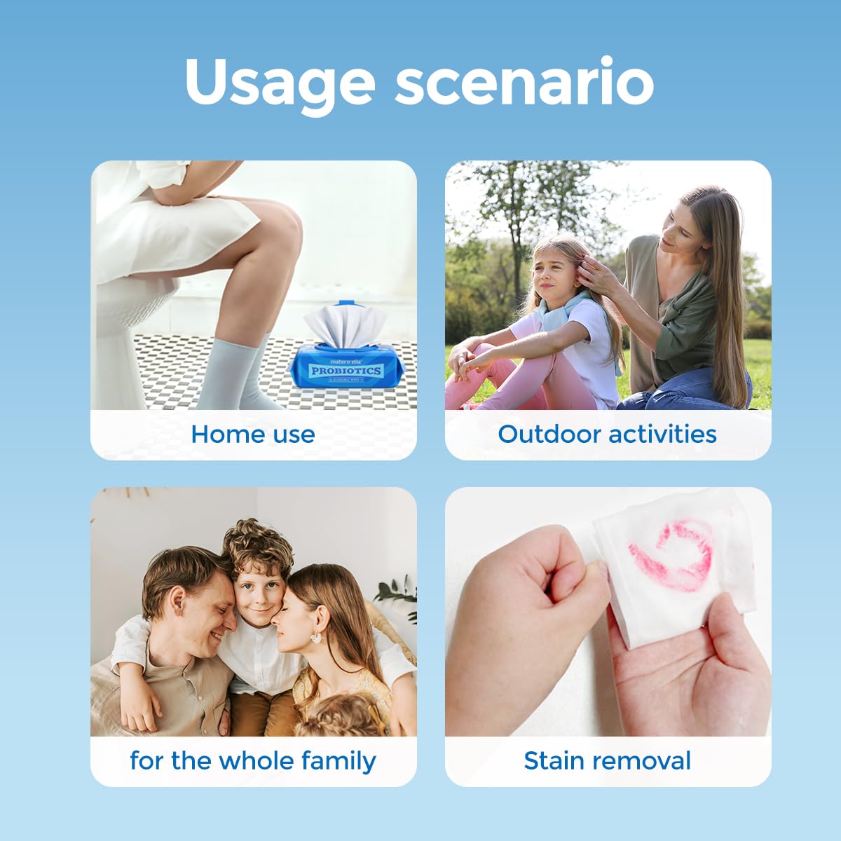 matern'ella Flushable Wipes Extra Large 8 Packs 640 Wipes Wet Wipes Corner-Connected Design Plant Based Fibers with Probiotics Fragrance Free Sewer Safe Butt Wipe Adult