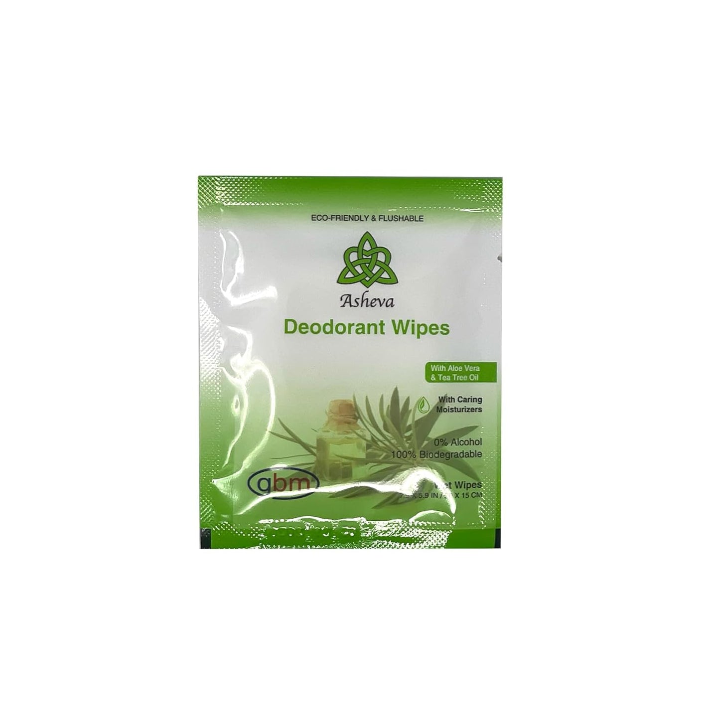 Asheva - Individually Packaged Deodorant Wipes - Box of 15 Wipes (Tea Tree)