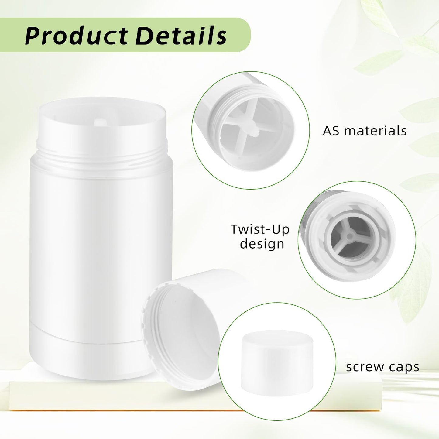 10 Pcs Empty Deodorant Containers Bottom Fill Deodorant Bottles Refillable DIY Deodorant Tubes Lip Balm Tubes (white, 75ml/2.5oz)