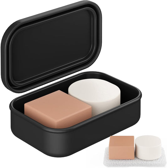 Quatish Solid Shampoo Bar Holder, Large Leakproof Travel Soap Case, Silicone Soap Box with Draining Layer, Enhanced Soap Container, Suitable for Camping, Gym, Bathroom, Outdoor Essentials, Black