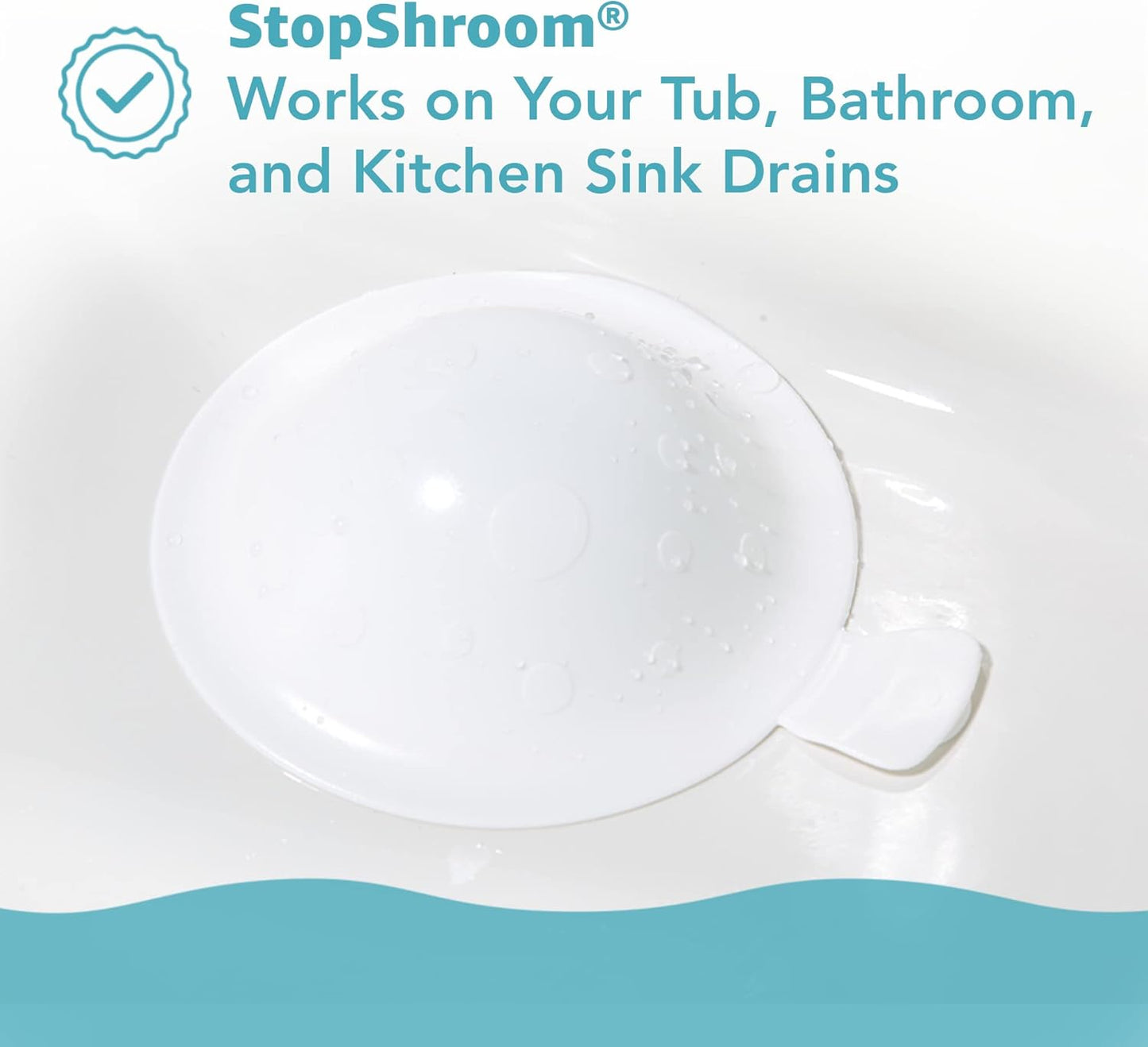 StopShroom The Ultimate Universal Drain Stopper Plug for Bathtub, Bathroom, and Kitchen Sink Drains (White)