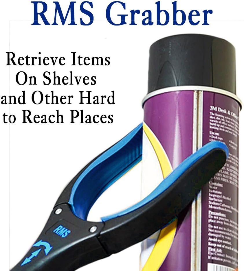 RMS 2-Pack 34 Inch Extra Long Grabber Reacher with Rotating Jaw - Mobility Aid Reaching Assist Tool (Blue)