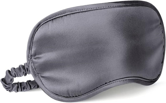 LULUSILK Mulberry Silk Sleep Eye Mask Blindfold with Elastic Strap Headband, Soft Eye Cover Eyeshade for Night Sleeping, Travel, Nap (Charcoal Gray)