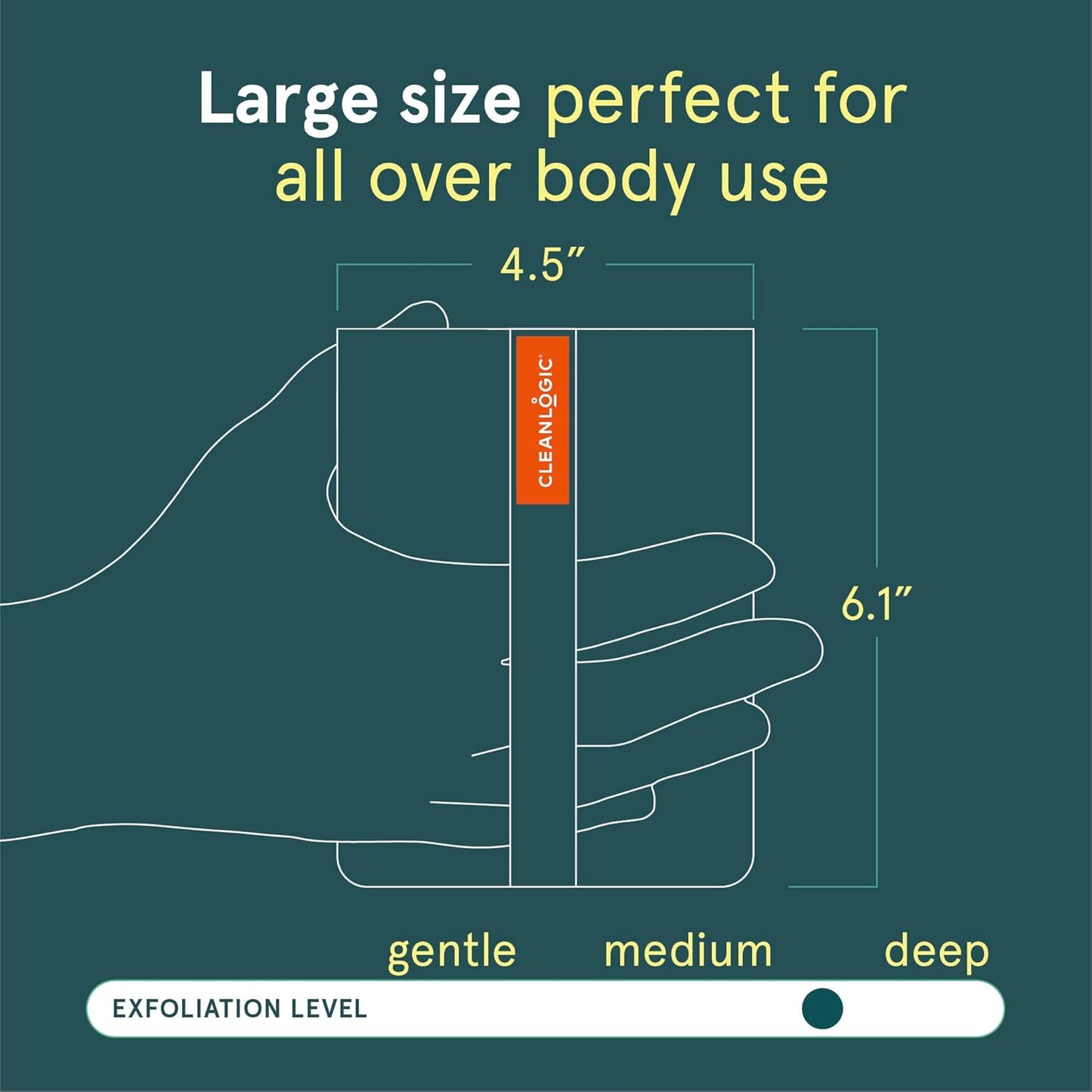 Cleanlogic Sport Exfoliating Body Scrubber, Large Exfoliator Tool for Athletes, Daily Skincare Routine for Smooth Clean Skin, Assorted Colors, 3 Count Value Pack