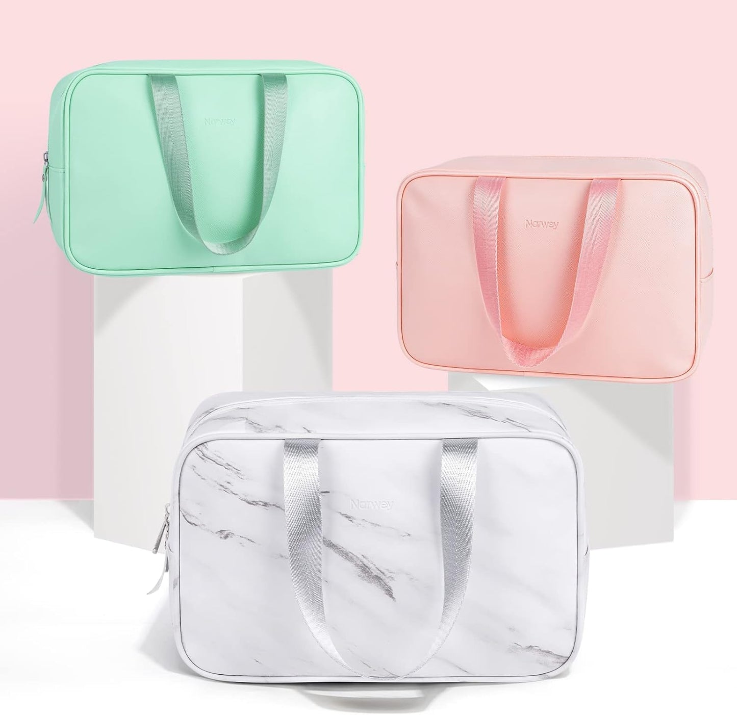 Full Size Toiletry Bag Women Large Cosmetic Bag Travel Makeup Bag Organizer Medicine Bag for Toiletries Essentials Accessories (Large, Pink)