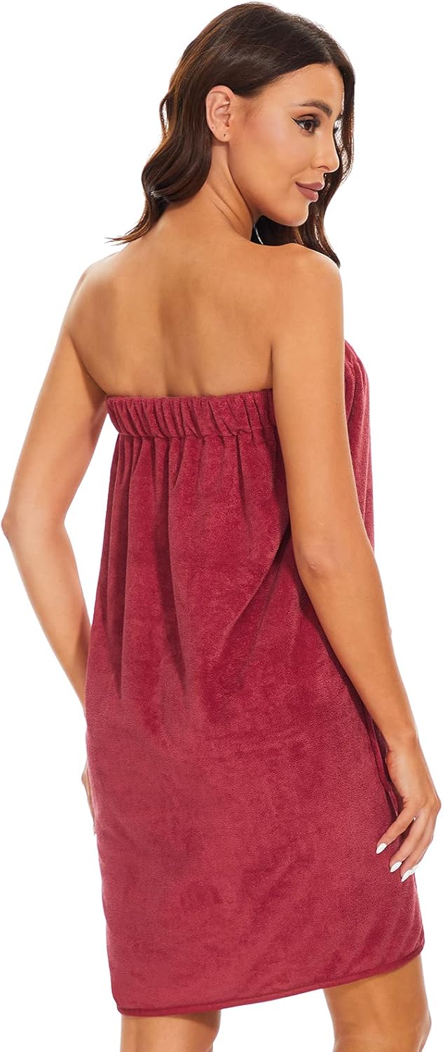Kniffi Shower Wrap Robe for Women Bath Body Towel Wrap Spa Soft bathrobe with Adjustable Snap Closure