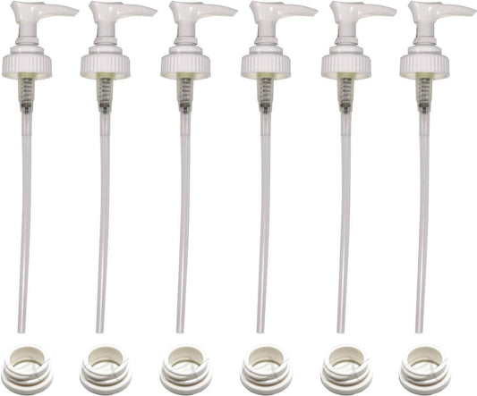 Creative Hobbies White Plastic Lotion Soap Dispenser Pumps with Glue On Screw Collars, Replacements for Soap and Lotion Pumps, Mason Jar Pumps or Bottles and DIY Crafts - 6 Sets