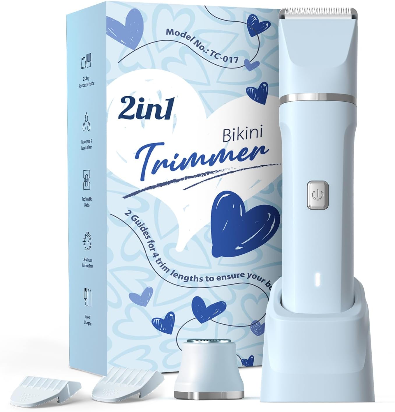 Electric Shaver for Women - Body Hair Trimmer Shaver for Women's Grooming, Wet & Dry Use Groomer, Dusk Razor for Women, Ladies Electric Razors for Legs, Female Trimmer for Private Area, Blue