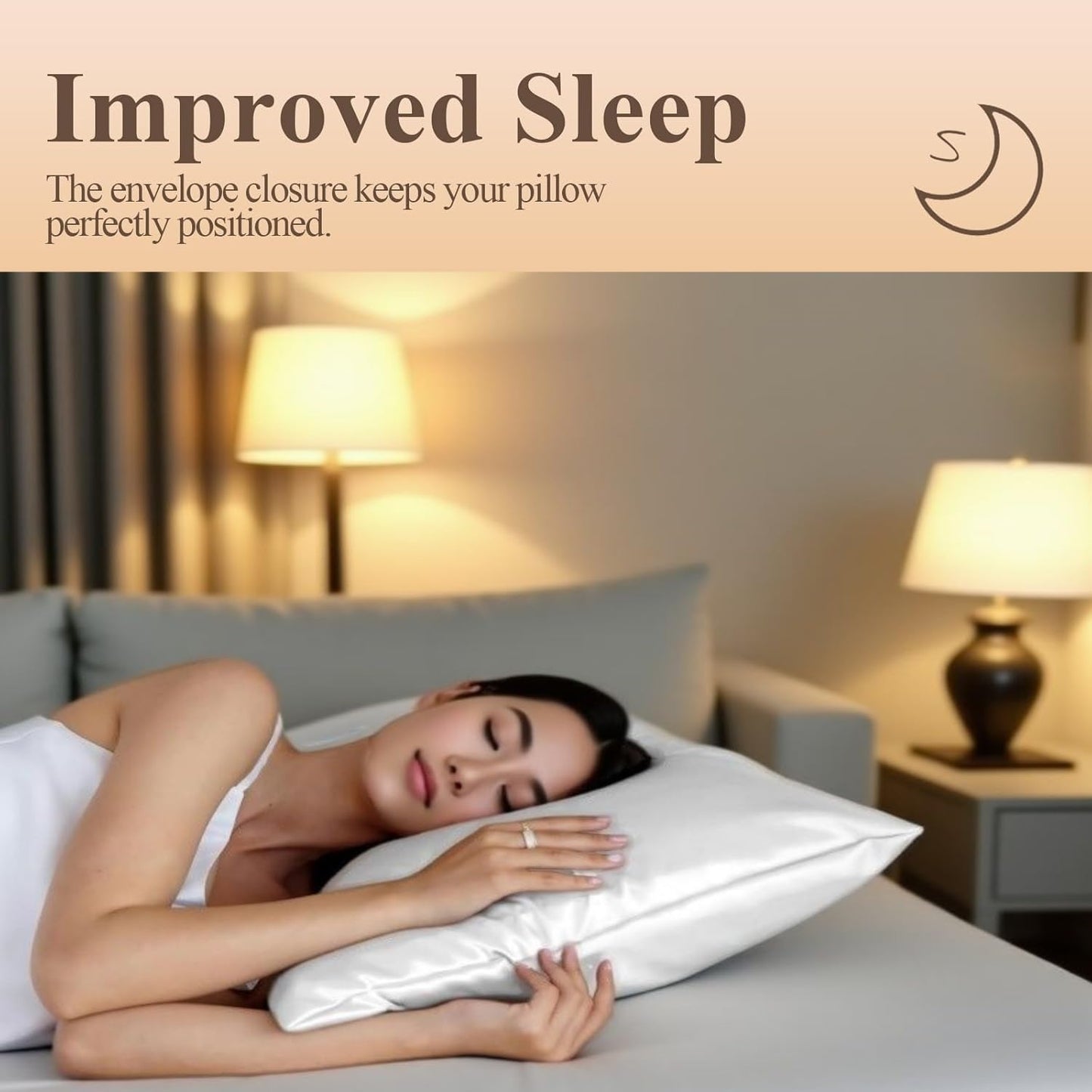 Juwenin Bedding,Luxury Satin Pillowcase with Zipper (Silky Satin Pillow Case for Hair) Set of 2 (Purple, Standard(20''x26''))