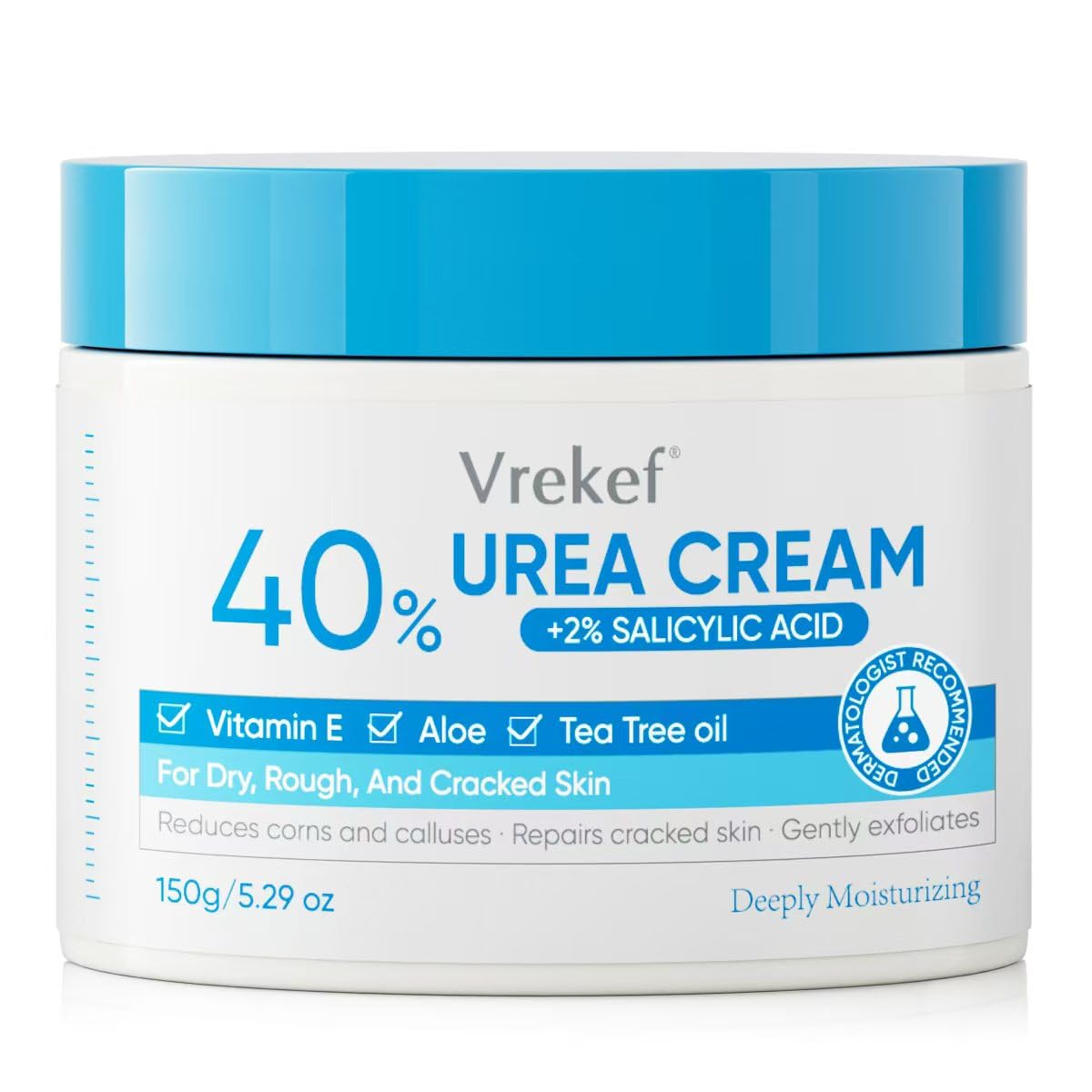 Urea Cream 40% Plus Salicylic Acid 2%, Urea Cream 40 Percent for Feet Maximum Strength, Foot Cream for Dry Heels Cracked