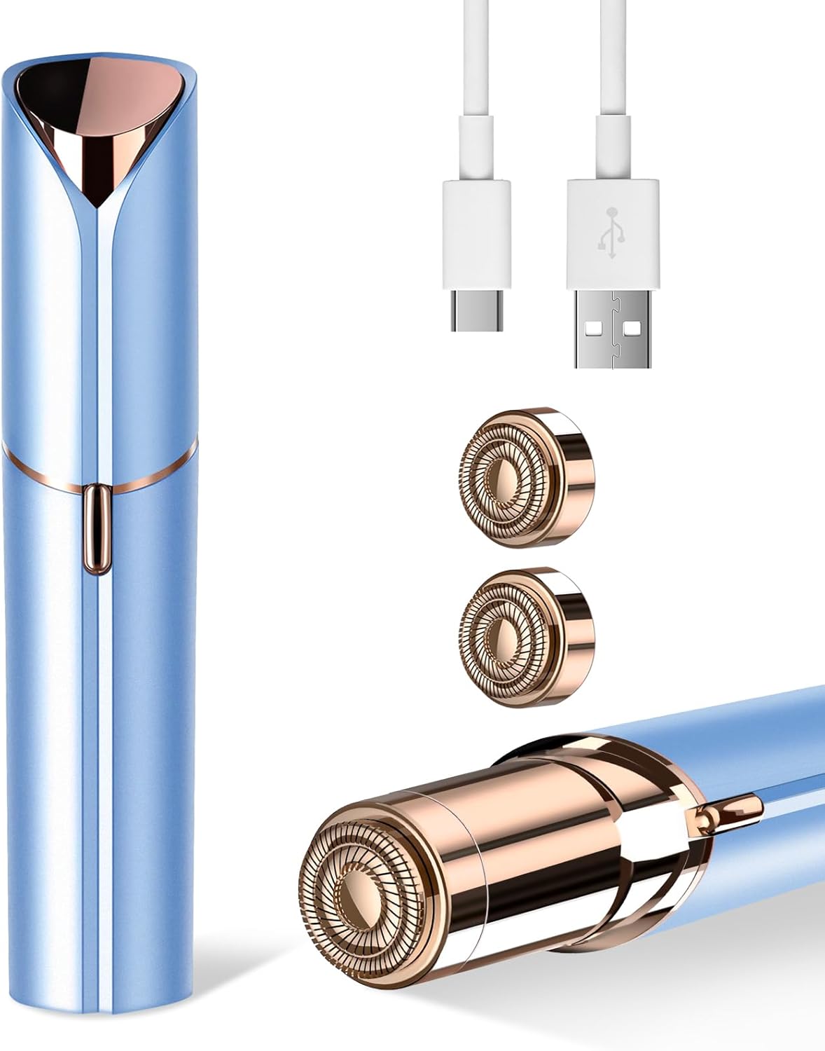 Facial Hair Remover for Women- as Seen on TV Painless Face Shaver -Mini Hair Remover, Electric Razor Shaver Portable Bikini Epilator for Lips, Chin, Armpit, Peach Fuzz, Fingers, Neck, Cheek