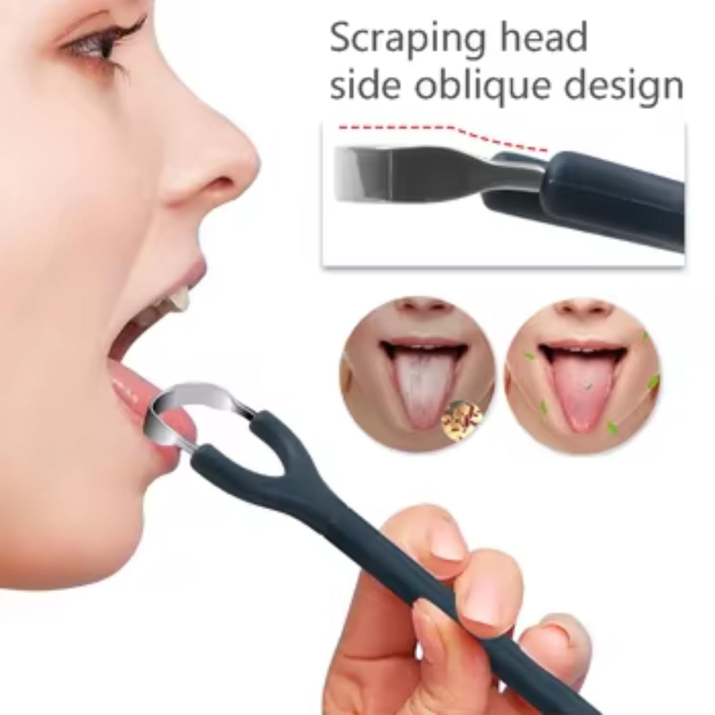 Tongue Scraper for Adults and Kids - Hygienic Metal Tongue Cleaner with Silicone Handle, Ergonomic Stainless Steel Design, Eco-Friendly and Sustainable Tongue Scraper