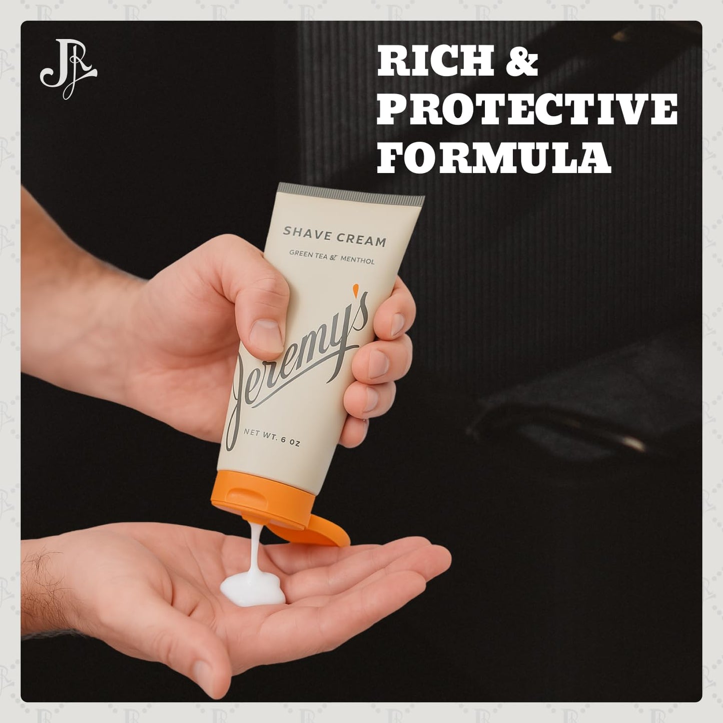 Jeremy’s Razors Shaving Cream Mens with Green Tea + Menthol, 6 Fl Oz, Off White