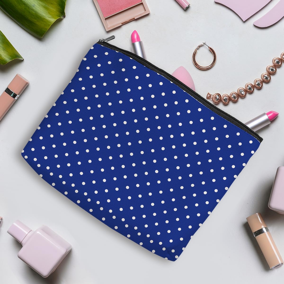 4pcs Colorful Polka Dot Makeup Bags Make up Bag Cosmetic Bags, Christmas Wedding Anniversary Birthday Friendship Gifts for Women Girls Best Friends Bridesmaid Bestie Mom ZIpper Travel Toiletry Bag