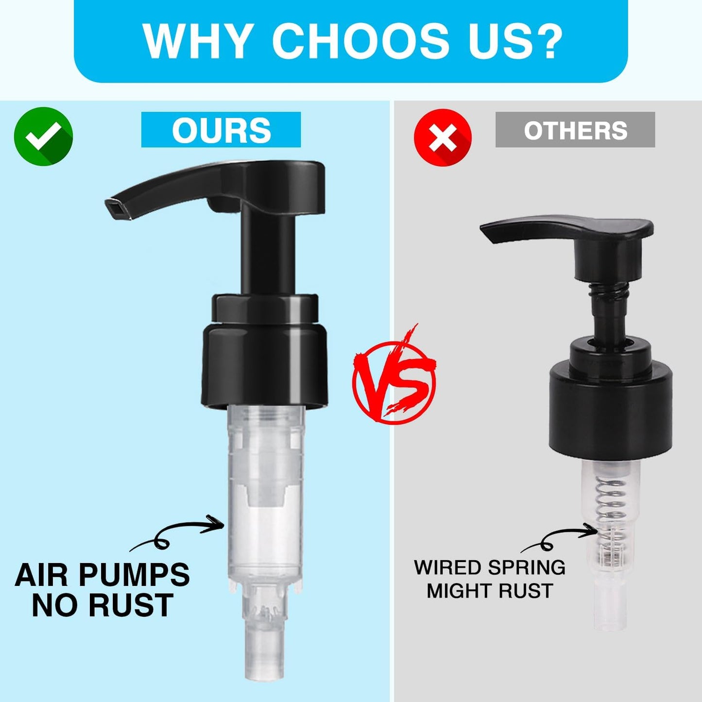 2-Pack Shampoo Pump for Liter 33.8 oz Shampoo and Conditioner, Pump Dispenser Fits Most Salon Bottles with 1-inch Wide Opening, Black & White Replacement Pump for Soft Hair Products, Body Wash, Lotion