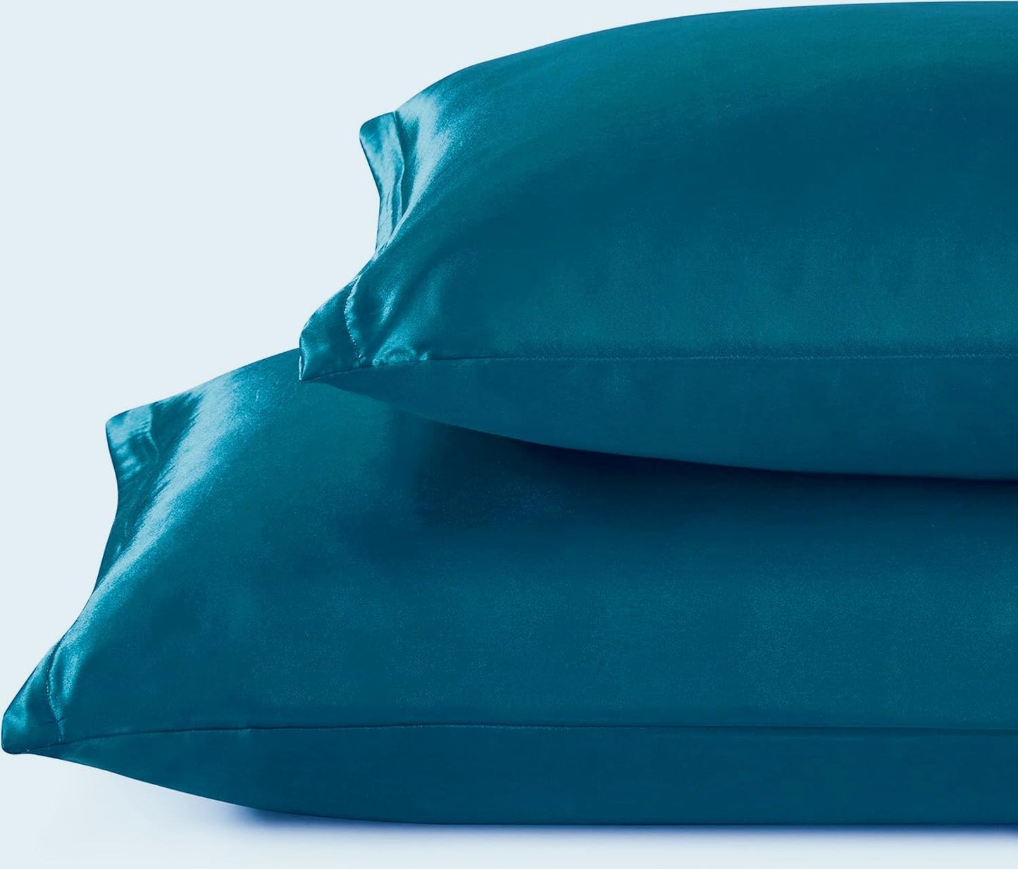 Juwenin Bedding,Super Soft and Luxury Silky Satin Pillowcase with Zipper (Silky Satin Pillow Case for Hair) Set of 2 (Teal, Queen(20''x29''))