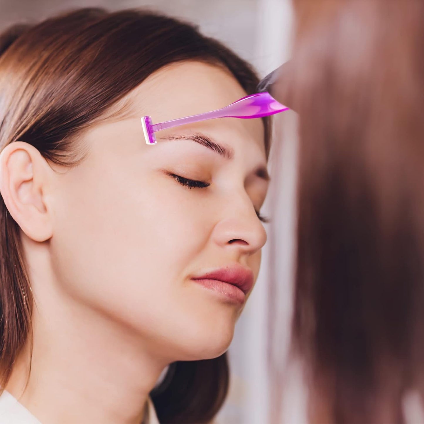 ANCIRS 24 Pack Eyebrow Trimmer Razors for Women Makeup, Facial T Shape Shaver Tool for Eye Brow, Stainless Steel Eyebrow Trimming Kit for Girls- Purple