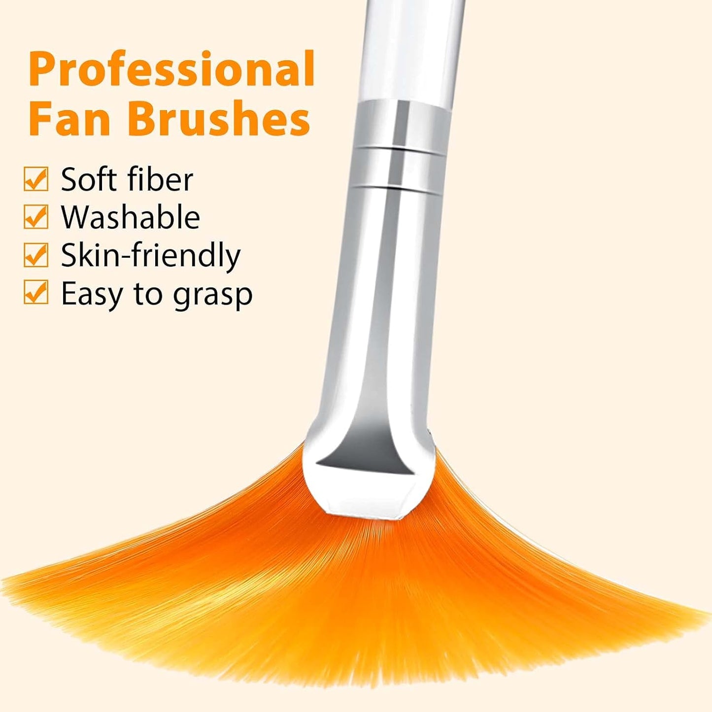 Patelai 14 Pieces Fan Brushes Applicator, Mask Brushes for Facial Makeup Tools for Face Cosmetic(Yellow)