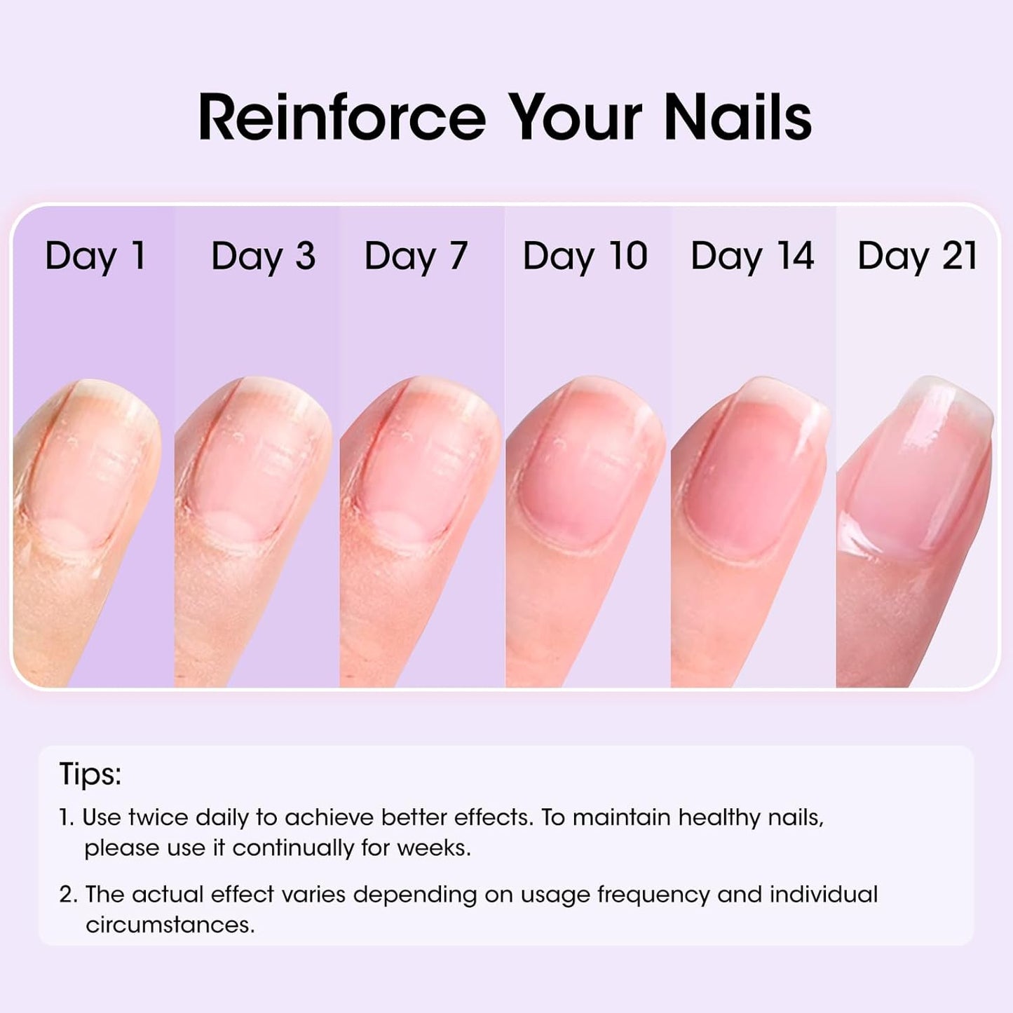 GELLEN Nail Strengthener, 8-In-1 Nail Repair Growth Protein Serum for Thin Weak Brittle Imperfect Nails, Non Polish, Air Dry Calcium Keratin Nourish Ridge Filler Nail Care, Lavender Scent