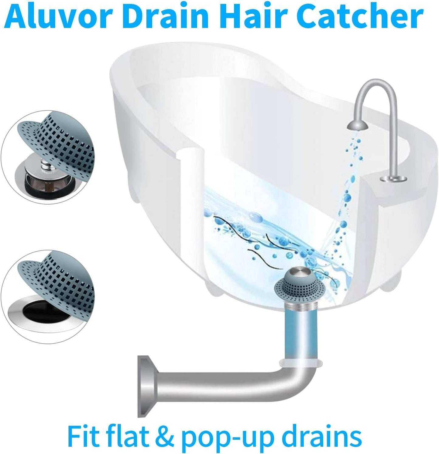 Shower Drain Hair Catcher, Bathtub Drain Cover Foldable Silicone Shower & Tub Protector for Pop-Up & Regular Drains
