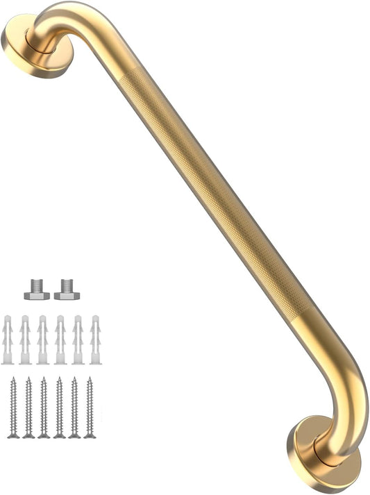 24 Inch Anti Slip Shower Grab Gold, Munzong Bathroom Grab Bar, Knurled Bathroom Balance Bar,Safety Hand Rail Support Handicap Elderly Injury Senior Assist Bath Handle