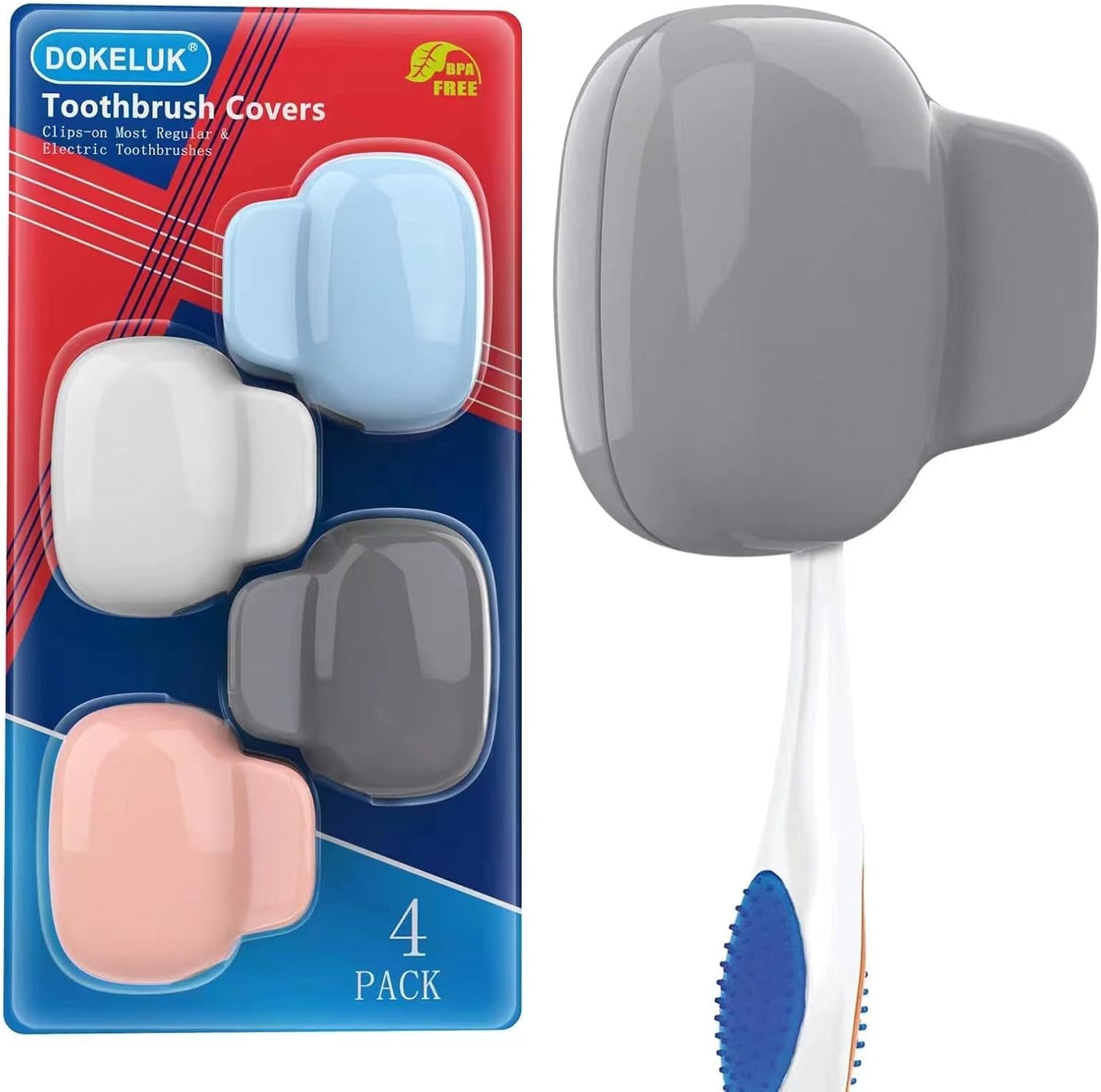 Toothbrush Covers Caps Family Pack:Tooth Brush Coveres Travel Case Protector Plastic Clip for Household Travel, Fits Electronic and Manual Toothbrushes for Adults Kids (4-color)