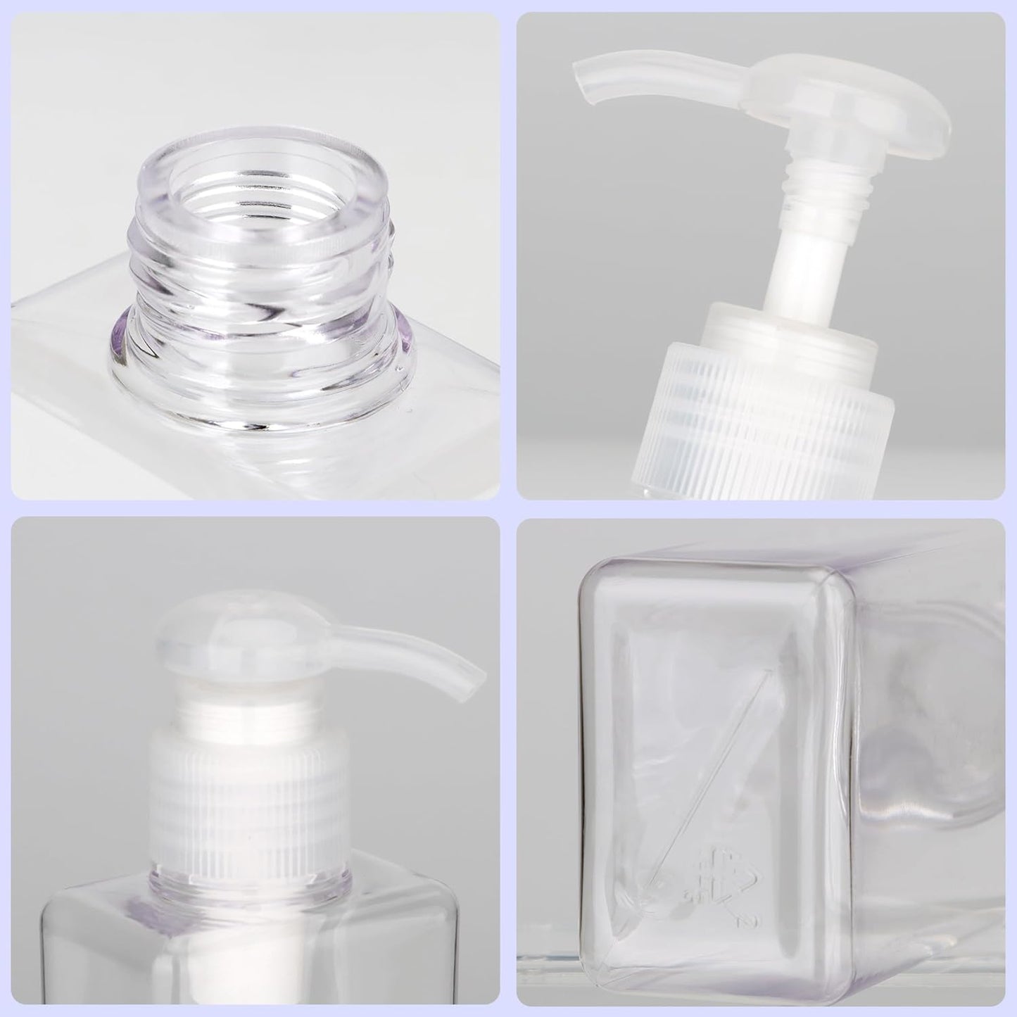 100ml (3.4oz) Pump Bottle Dispenser Jansburg 2 Pack Refillable Flat Square Plastic Lotion Dispenser Leakproof Empty Lotion Pump Bottle for Essential Oil Soap Lotion Shampoo Clear