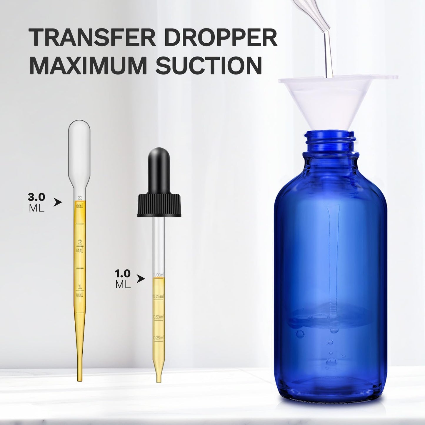 Bumobum Dropper Bottles 4 oz, 12 Pack Glass Tincture Bottles with Dropper for Essential Oils with Funnel, Labels & Pipette (Unbreakable Plastic Eye Dropper)