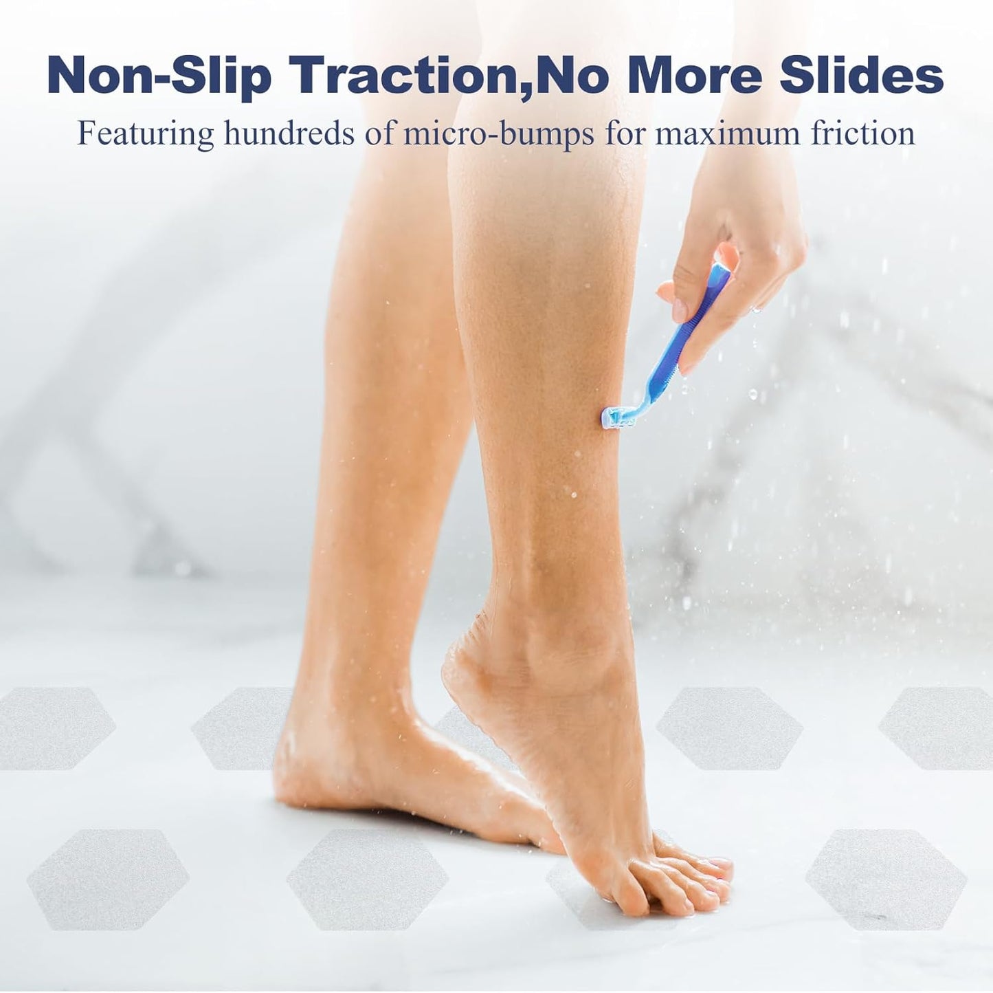 28 PCS Shower Floor Non Slip Stickers with Strong Adhesive, Invisible & Durable Anti Slip Shower Stickers with Scraper for Bath Tub, Pools and Stairs(Clear,Hexagon)