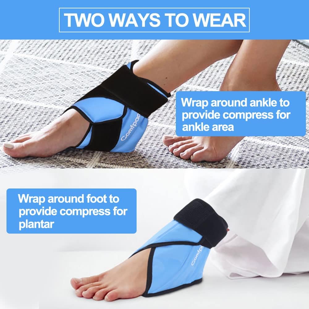 Ankle Ice Pack Wrap for Swelling, Heel Ice Pack for Pain Relief, Hot Cold Therapy Cold Pack for Plantar Fasciitis, Achilles Tendonitis, Ankle Sprain, Foot Pain, 2Packs
