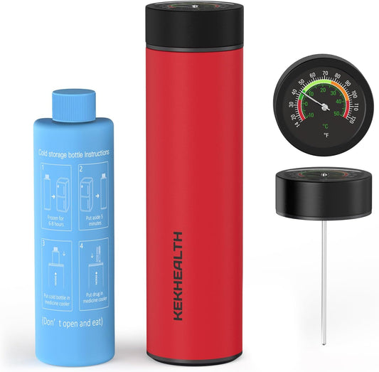 TSA Approved Insulin Cooler Travel Case, 60H Diabetes Medication Cooler with Biogel Ice Pack, Compact Diabetic Travel Case for Medicine Storage(Rescue Red)