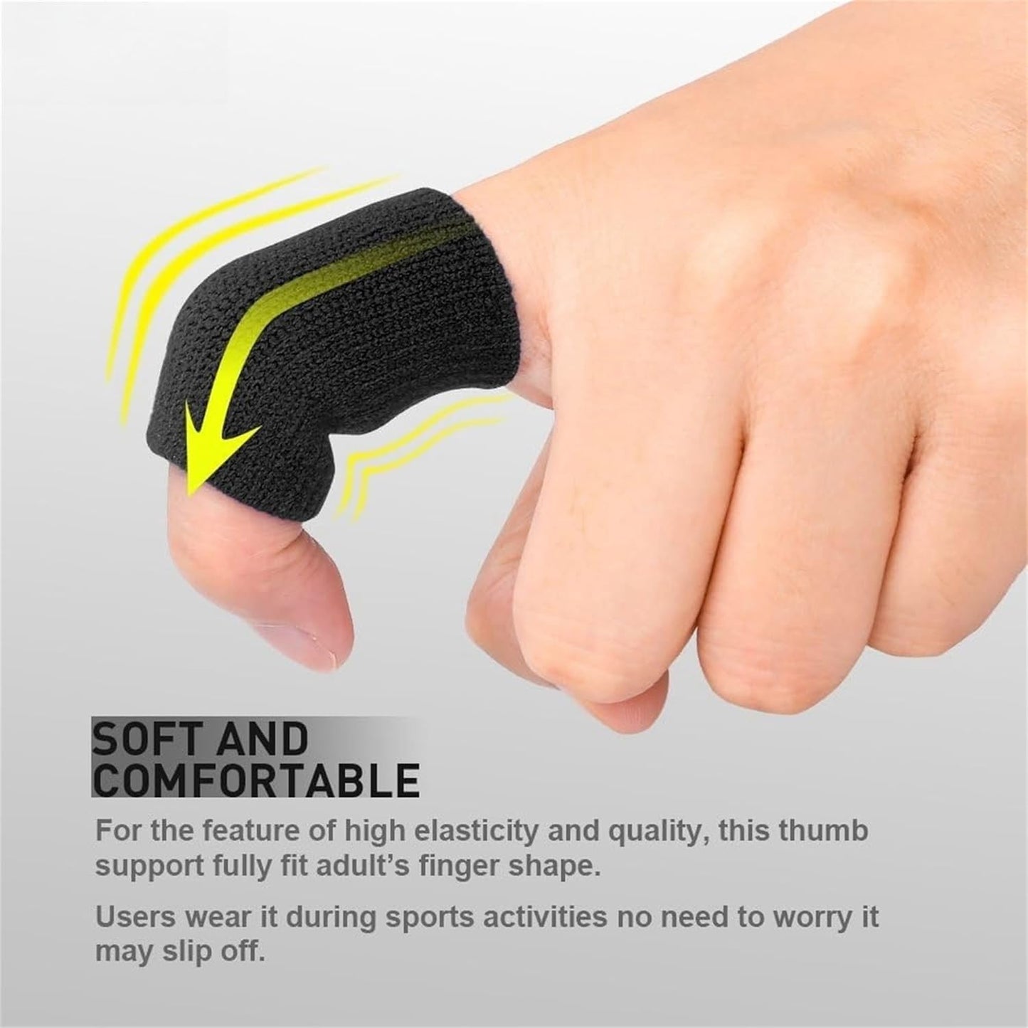 Finger Sleeves, Thumb Splint Brace for Finger Support, Breathable Elastic tape, Compression Pression Protector for Pain Relief (20, black)