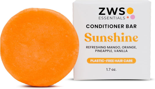 Sunshine Conditioner Bar, Vegan Solid Hair Conditioner for All Hair Types, with Pineapple, Mango, Cocoa Butter, Zero Waste, Travel-Friendly