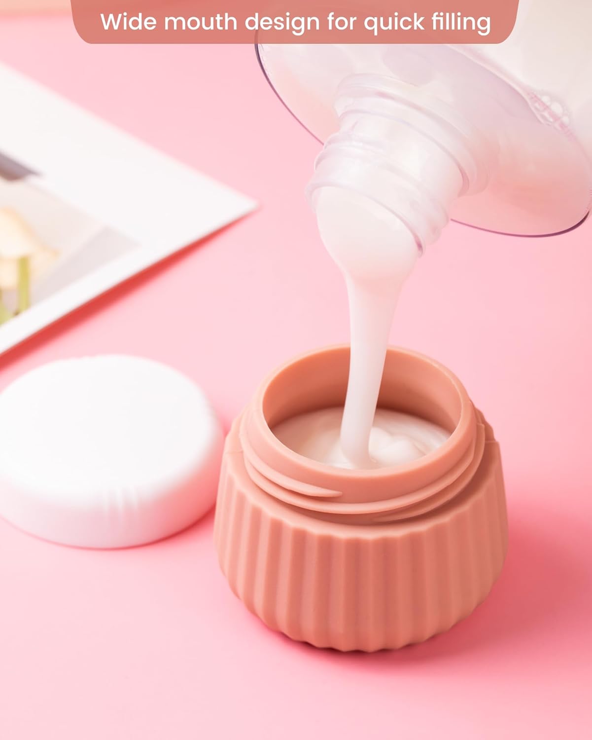 Travel Containers for Toiletries 4 Pack, TSA Approved Travel Size Toiletries, Portable Size Containers, With Clear Bag Leak Proof Silicone Jars, Essentials Creams Jars Carrying Small Items